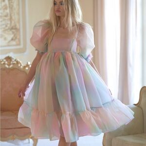 Selkie Rainbow French Puff Dress